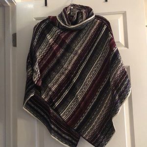 patterned dark purple poncho